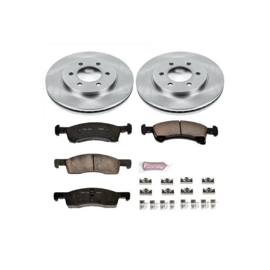 PowerStop OE brake kit for front of 2002-2006 Ford Expedition, includes brake rotors and pads for reliable stopping power