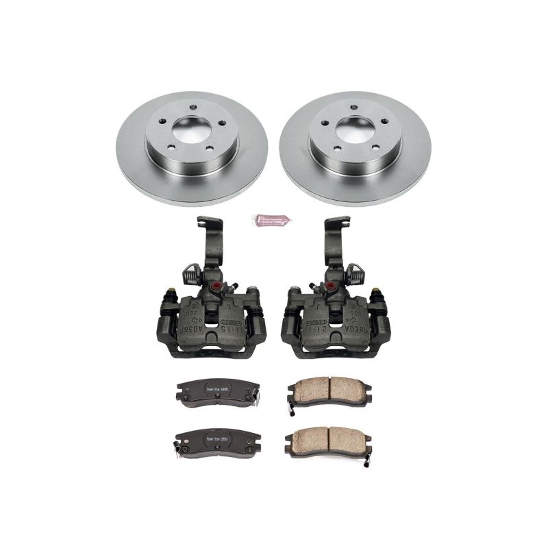 PowerStop OE rear brake kit with calipers for Oldsmobile Aurora, including brake rotors and hardware.