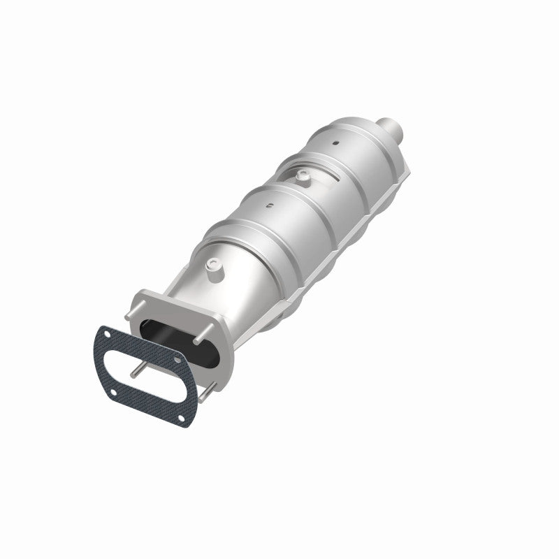 MagnaFlow catalytic converter for 1987-1995 Ford trucks 5.8 and 7.5L direct fit exhaust component, shown installed on vehicle.