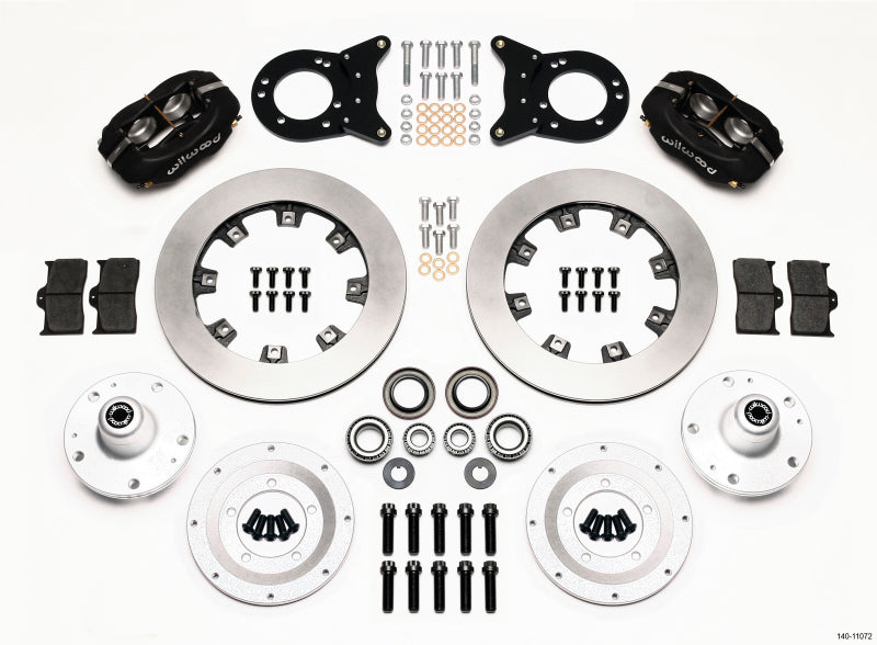 Wilwood Forged Dynalite front brake kit with 12.19-inch discs and drum spindles for 1965-1969 Ford Mustang, big brake upgrade.