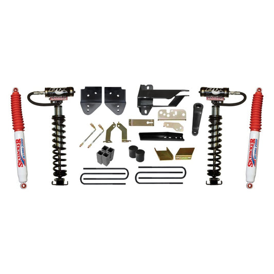 Skyjacker 6-inch coilover lift kit installed on a 2017 Ford F250 4WD truck, showcasing the rugged suspension components.