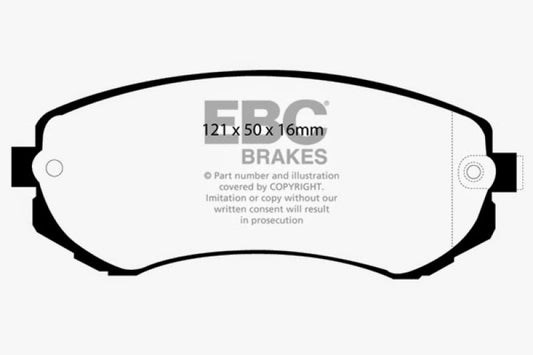 EBC Ultimax2 front brake pads for Nissan 240SX 2.4 4-lug, OE style, showing the brake pad set with metal backing plates.
