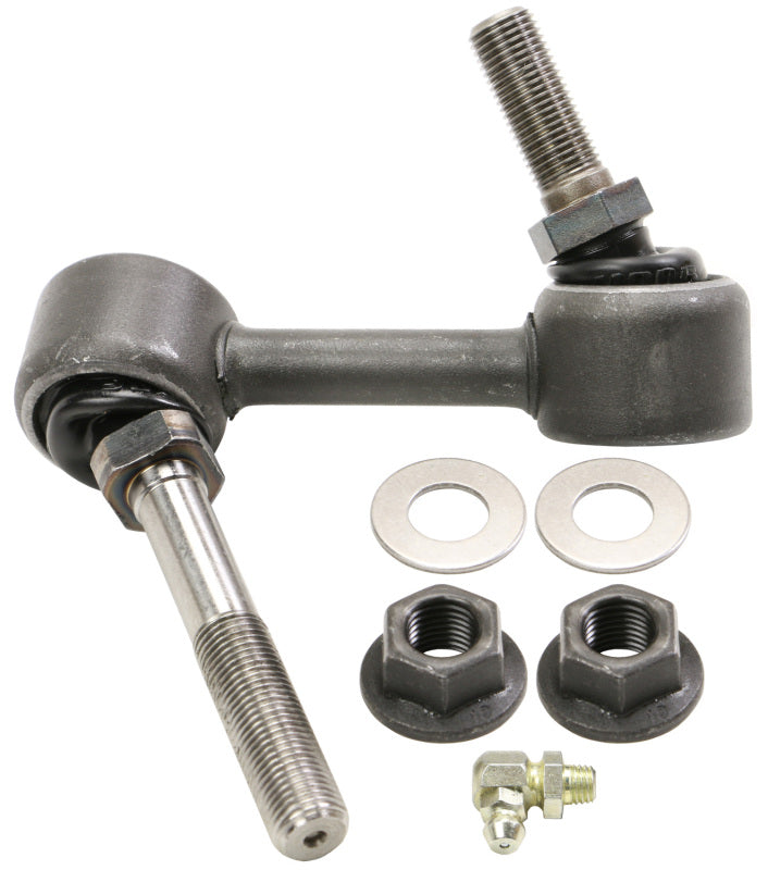 Moog 2016 Lexus IS200t front left sway bar endlink, automotive suspension component, showing the black metal link with mounting points.