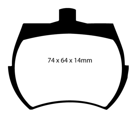 EBC Brakes Redstuff ceramic brake pads for high-performance braking, showing the red friction material and metal backing plates.
