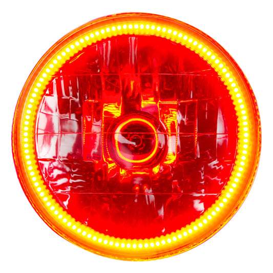 Oracle Lighting 97-06 Jeep Wrangler TJ LED halo headlights with amber accents, showcasing the pre-assembled headlight design.