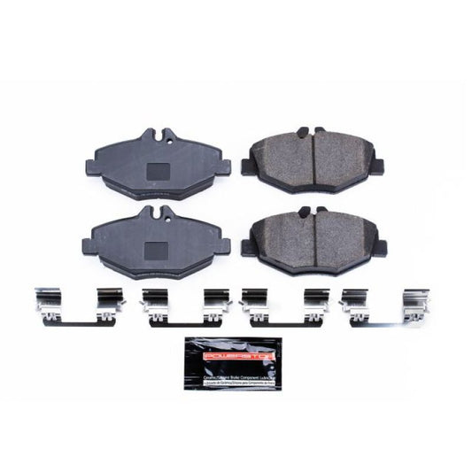 PowerStop Z23 Evolution Sport front brake pads with hardware for Mercedes-Benz E320 (2003-2009), high-performance brake replacement.