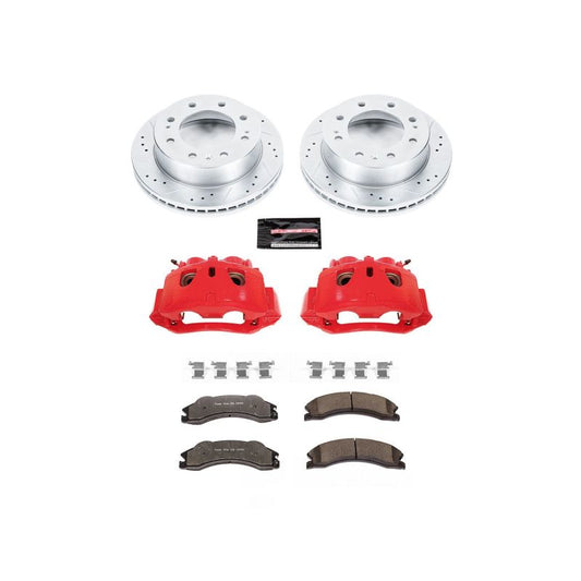 PowerStop front Z36 brake calipers for 2011 Chevrolet Silverado 2500 HD truck with Tow Kit, showcasing performance brake components.