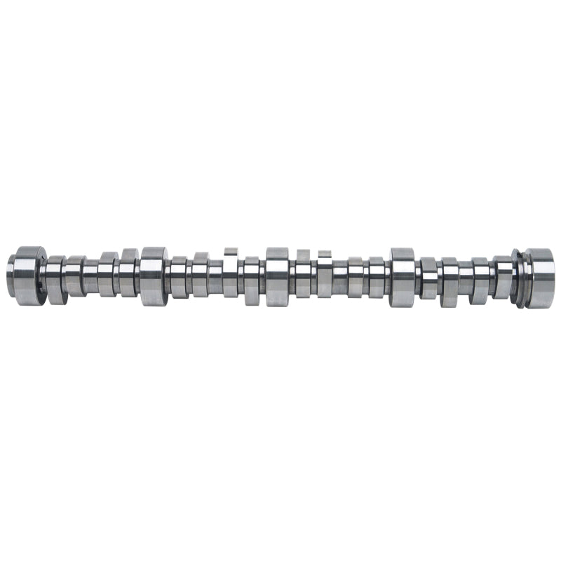 Edelbrock Performer RPM hyd roller camshaft for GM LS1 engine, shown with detailed metal components and precision machining.