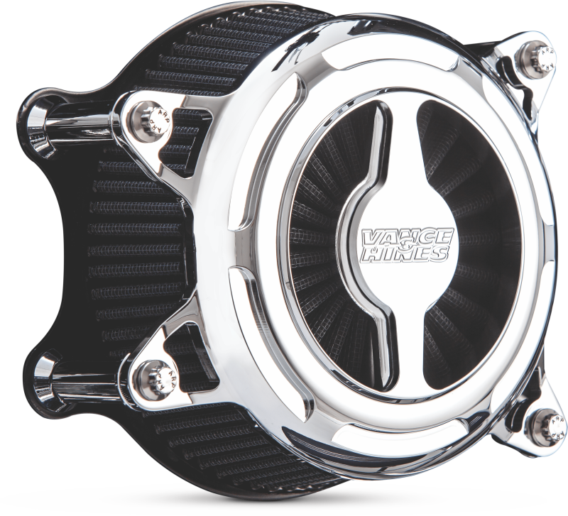 Chrome Vance & Hines Blade Air Intake for 2023-2024 Touring Models, direct fit air filter for motorcycle engine airflow.