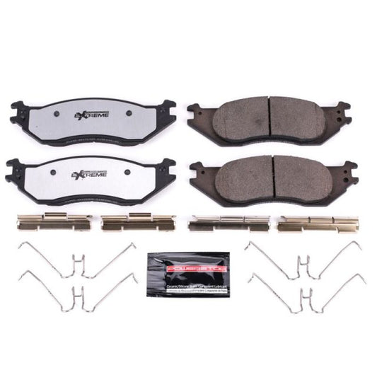 PowerStop Z36 brake pads for Ford E-150 truck with hardware, designed for performance and towing applications.