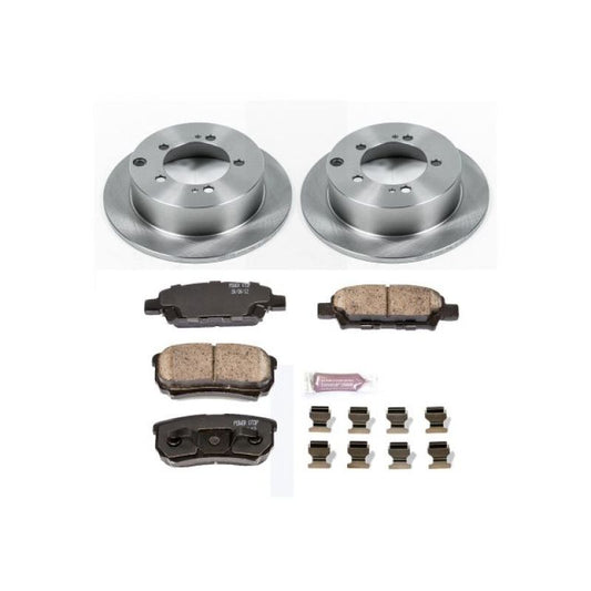 PowerStop OE rear brake kit with brake rotors and pads for 2004-2006 Mitsubishi Lancer, automotive brake upgrade.