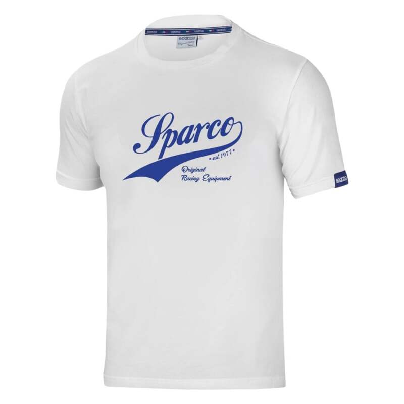 White Sparco T-shirt Vintage SMALL with classic logo design, casual fit, and soft fabric, perfect for everyday wear.