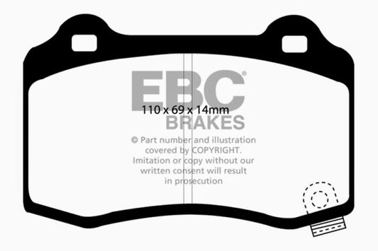 EBC Greenstuff rear brake pads for Tesla Model S 2012-2017 electric RWD, performance brake pads with metal backing plate
