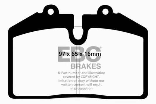 EBC Redstuff front brake pads for Porsche 911 (964) 3.6 Carrera RS America, high-performance brake pads for improved stopping power.