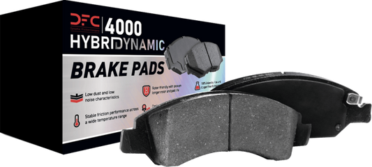 DFC OE Pontiac Firebird front 4000 Hybridynamic brake pads showing the new, durable brake pad design for enhanced stopping power