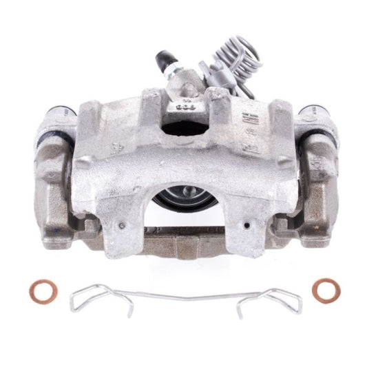 PowerStop rear right OE brake caliper with bracket for Mazda 3 2004-2013, showing the black caliper assembly with mounting bracket.