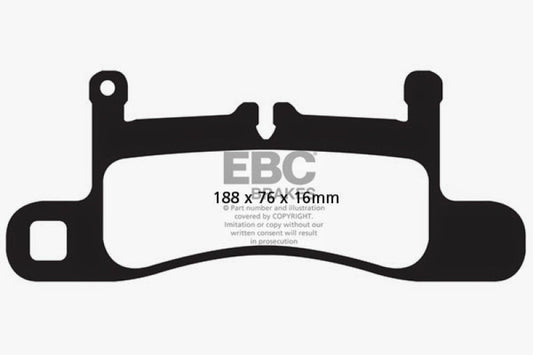 EBC 12-15 Porsche 911 (991) 3.4 Carrera rear brake pads with cast iron rotors, performance Redstuff brake pads installed on vehicle