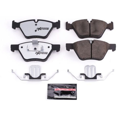 PowerStop front Z26 Extreme Street brake pads for 2006-2007 BMW 323i, showing the brake pad set with hardware components.
