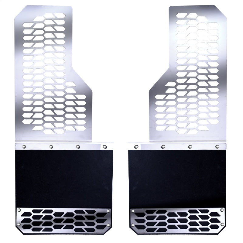 Putco polished stainless steel mud flaps with hex shield for 2020 Chevy Silverado/Sierra HD front and rear set of two