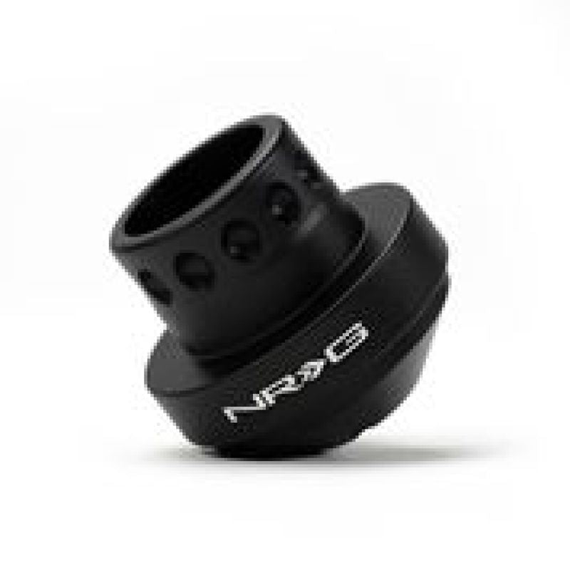 NRG matte black short hub adapter for 92-95 Honda Civic, 92-96 Prelude, and 90-93 Accord steering wheel hubs.