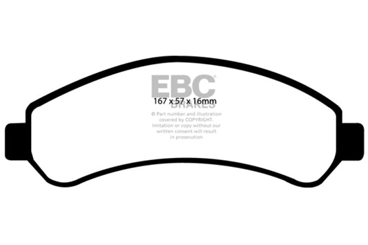 EBC Ultimax2 front brake pads for Chevrolet Blazer 98-05 4.3 2WD, OE-style brake pads with metal backing plates.