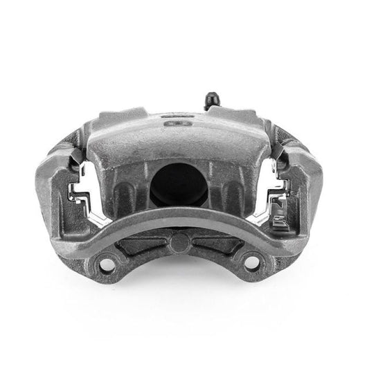 PowerStop front left OE brake caliper with bracket for 2007-2012 Nissan Versa, shown in close-up view.