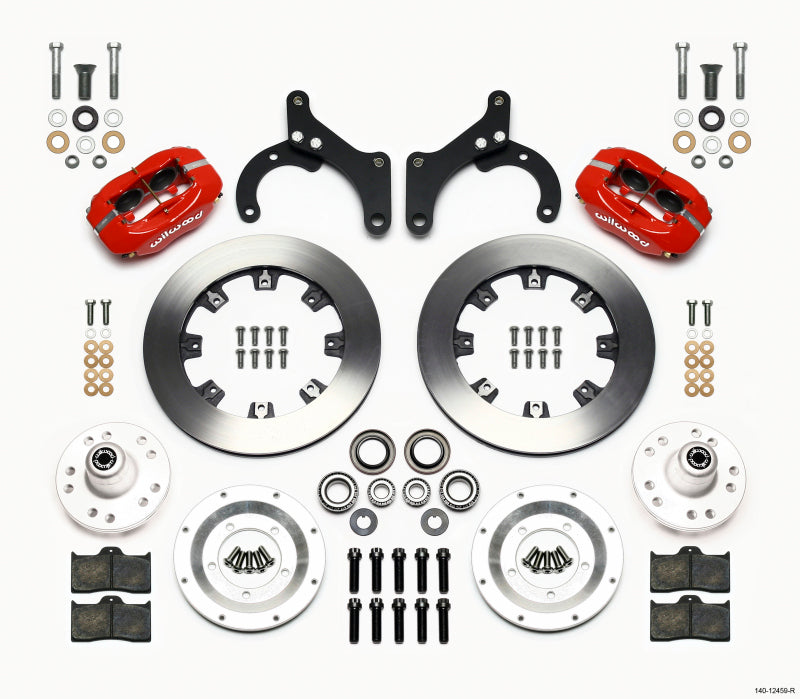 Wilwood Forged Dynalite front big brake kit with red calipers on a 1963-64 Chevy Impala and Corvette, 12.19-inch disc brakes