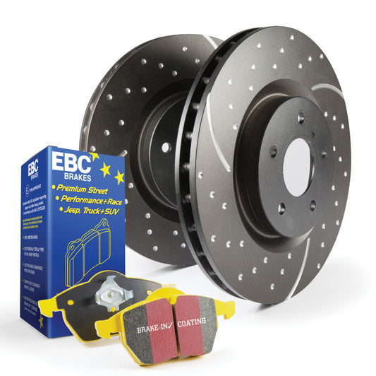 EBC S5 Brake Pad and Rotor Kit with slot and drilled brake rotors for enhanced braking performance and durability.