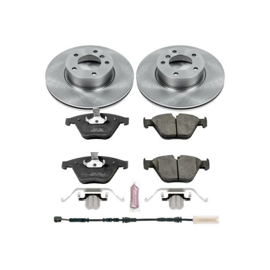 PowerStop OE front brake kit for BMW X1 (2013-2015), including brake rotors and pads, designed for optimal stopping power.