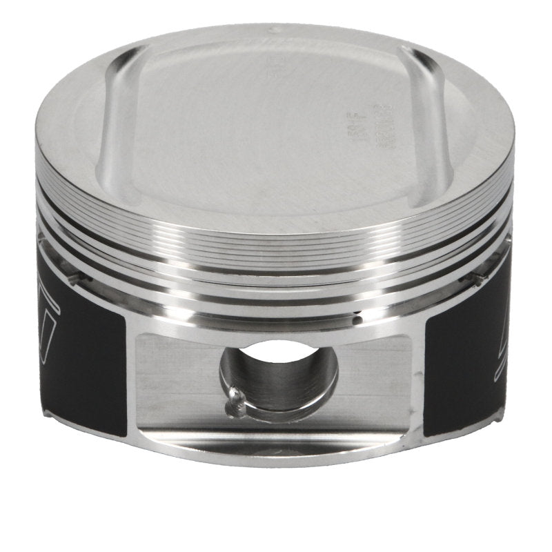 Wiseco neon-colored forged piston set for 4-cylinder turbo engines, featuring 8.8:1 compression ratio and 1.236 inch bore diameter.