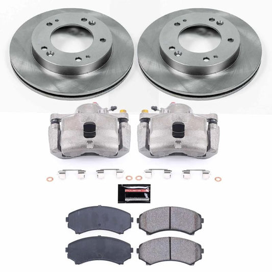 PowerStop OE brake kit with front calipers for 2002 Honda Passport, including brake rotors and hardware.