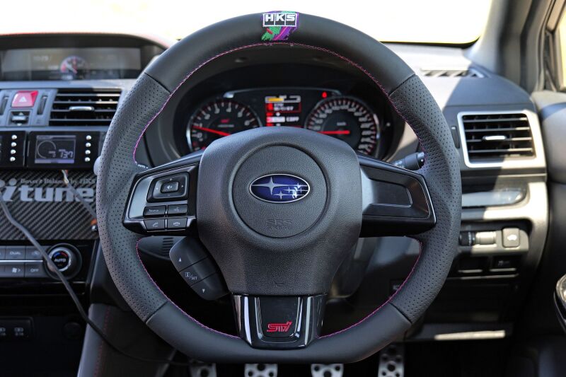 HKS Subaru WRX STI VAB replacement steering wheel with textured grip and sporty design, designed for VAB models.