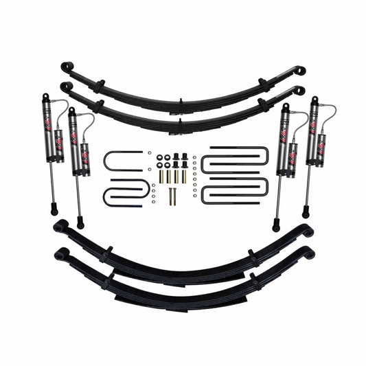 Skyjacker 6-inch lift kit with rear spacers for trucks, featuring coil springs and suspension components in the image.
