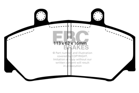 EBC Greenstuff performance front brake pads for Volvo 740 2.1 (1985-1993), Bendix style, durable automotive brake components