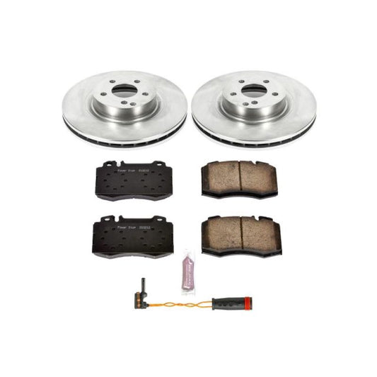 PowerStop OE brake kit for Mercedes-Benz E550 front, includes brake rotors and pads, designed for optimal stopping performance.