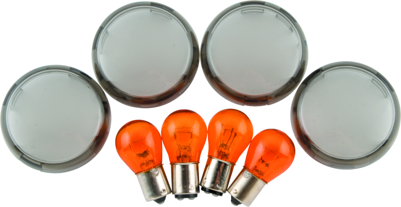 Bikers Choice 00-10 FXST FXD 02-13 XL Smoked Turn Signal Lens/Amber Bulb Kit Replaces H-D 69304-02