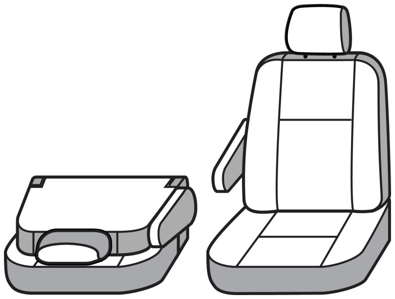 Covercraft waterproof Taupe front row seat covers for Ford Transit 2014-2023, made of durable Endura material.