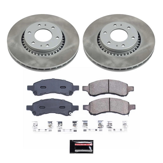 PowerStop front semi-coated rotor kit for Saab 9-7x, performance brake kit with durable, semi-coated brake rotors.