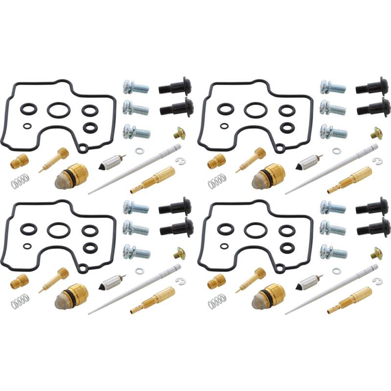 All Balls Racing Yamaha YZF-R1 carburetor rebuild kit for 1998-2001 motorcycle, including gaskets and parts for maintenance.