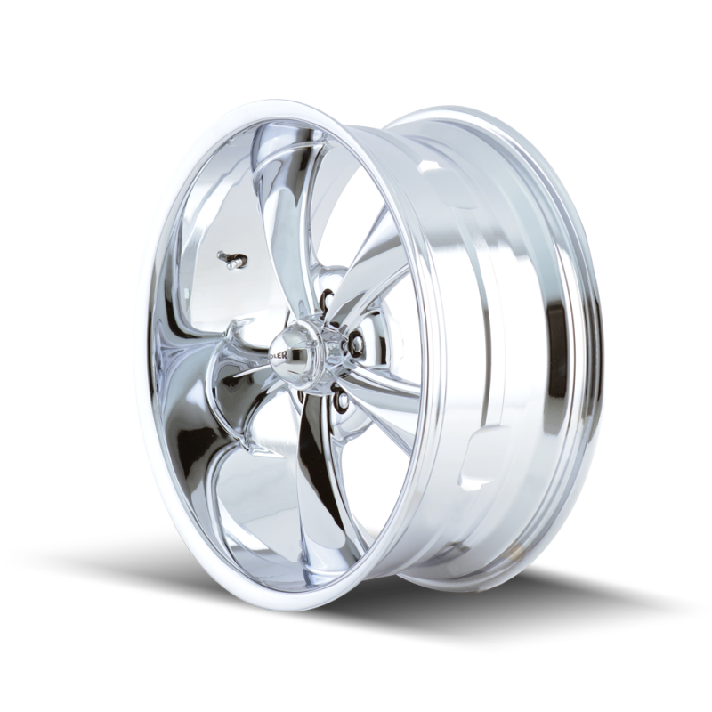 Ridler 695 chrome cast wheel, 20x8.5 inches, 5x114.3 bolt pattern, 0mm offset, 83.82mm hub, automotive wheel image