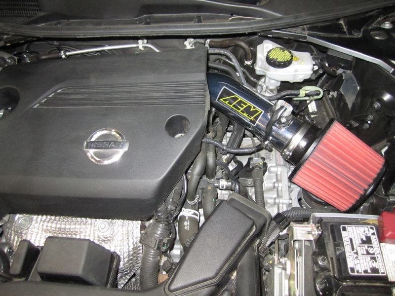 AEM Cold Air Intake System for 2013 Nissan Altima 2.5L 4-cylinder engine, featuring black intake tubing and air filter.