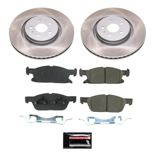 PowerStop semi-coated front brake rotor kit for 2019-2021 Lincoln Nautilus, performance brake rotor with ventilated design.