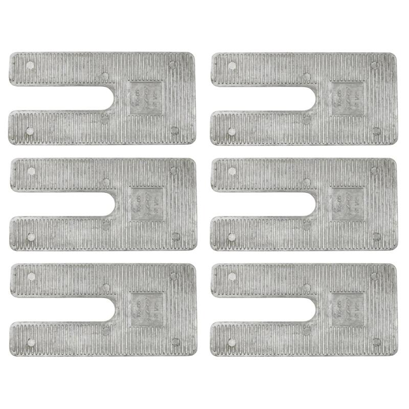 Moog 6-inch long wedge caster change alignment kit showing a metal wedge and suspension components for vehicle alignment.