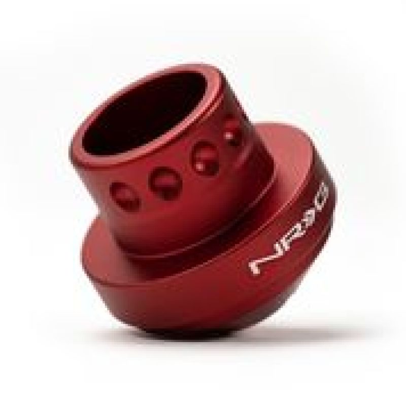 NRG Short Hub Adapter in matte red for 92-95 Honda Civic, 92-96 Prelude, and 90-93 Accord steering wheels.