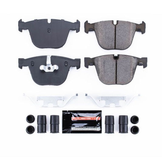 PowerStop Z23 Evolution sport rear brake pads with hardware for BMW 535i GT 2010-2017, high-performance brake replacement.