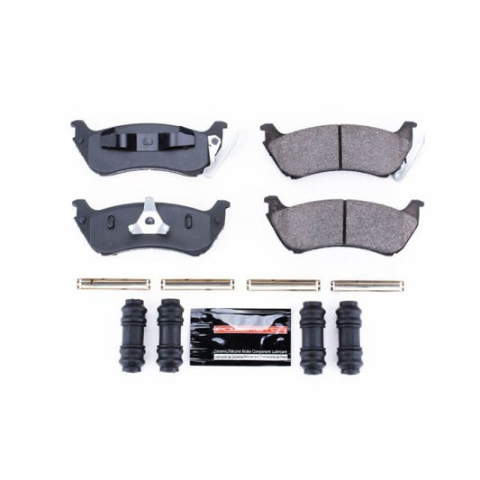 PowerStop Z23 Evolution sport rear brake pads with hardware for 1998 Mercedes-Benz ML320, high-performance brake components.