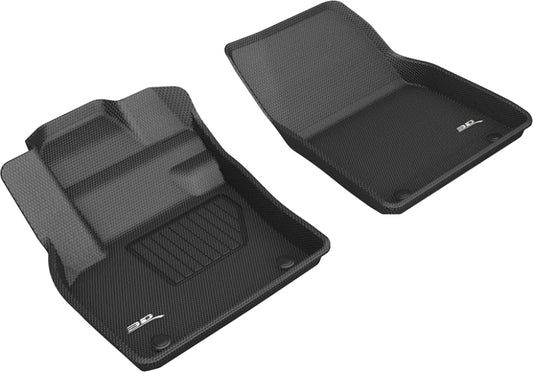 Black 3D MAXpider rubber floor mat for the first row of 2019-2020 Volvo XC40 Kagu model, designed for durable all-weather protection.