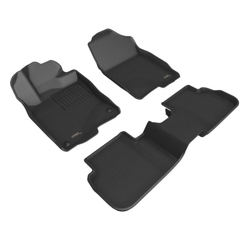 3D MAXpider black rubber floor mats for Honda Civic 22-27, full set with rear USB port, durable and custom-fit interior protection.
