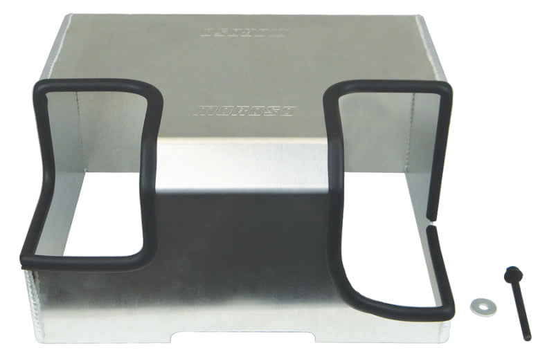 Moroso fabricated aluminum engine cover for 2005-up Ford Mustang, designed to enhance engine bay appearance and protection.