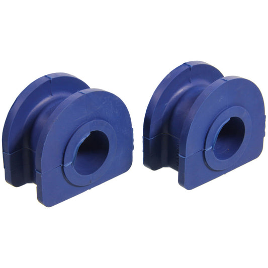 Moog Cadillac Escalade ESV front sway bar bushing kit with rubber bushings and metal brackets, for improved suspension stability.